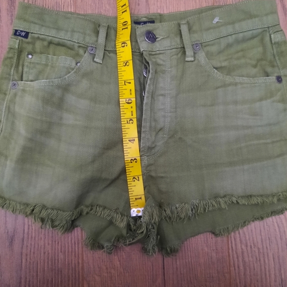 Citizens of Humanity Frayed Green Denim Shorts - Picture 10 of 12